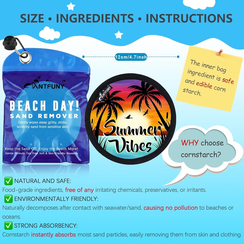 Antfuny Sand Remover for Beach Cleaner Eraser for Kids Women Wipe Off Mitt Duster Brush Vacation Hawaii Honeymoon Essential Gift Costa Must Haves Resort Rio de Janeiro Bahamas Punta Cana Beach Towel - Image 2